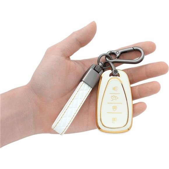 Chevy Key Fob Cover  |  4 Buttons TPU Protector with Leather Protection Keychain - Picture 2 of 2
